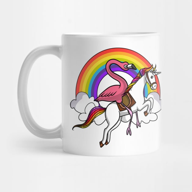 Flamingo Bird Riding Unicorn by underheaven